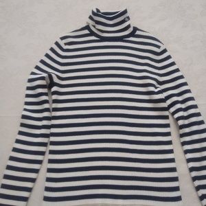 Ralph Lauren stripe turtleneck rib knit sweater